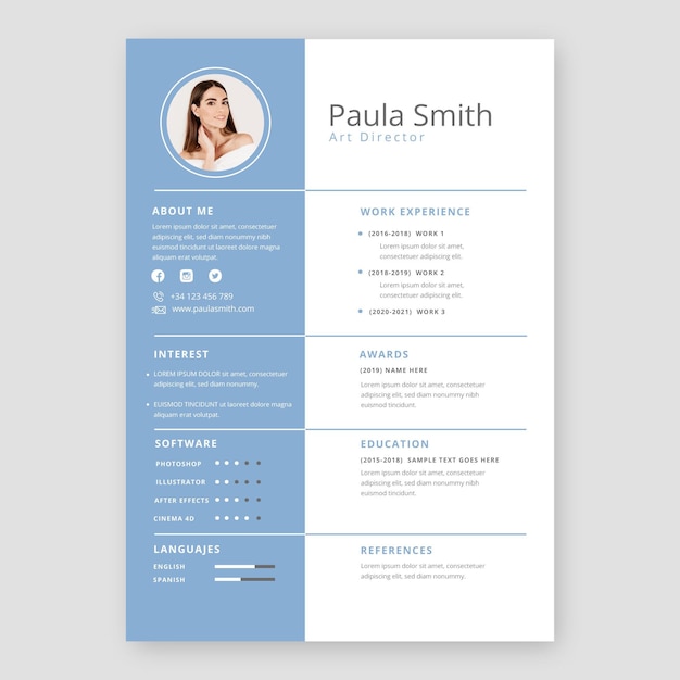 Free vector minimalist cv template