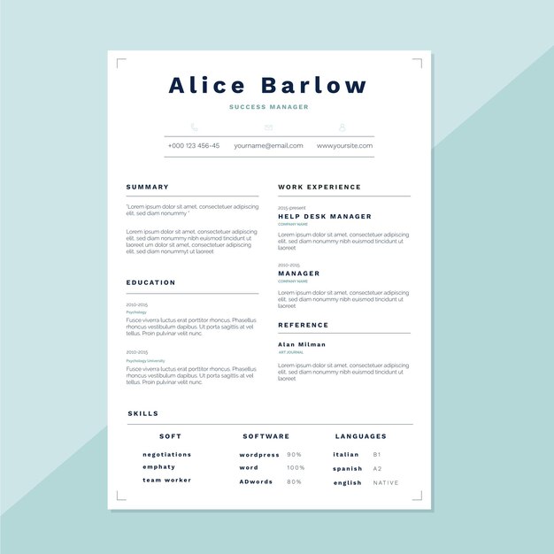 Minimalist cv template