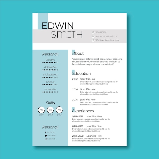 Free vector minimalist cv template