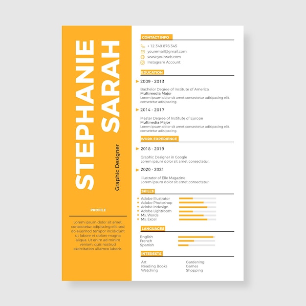 Minimalist cv template