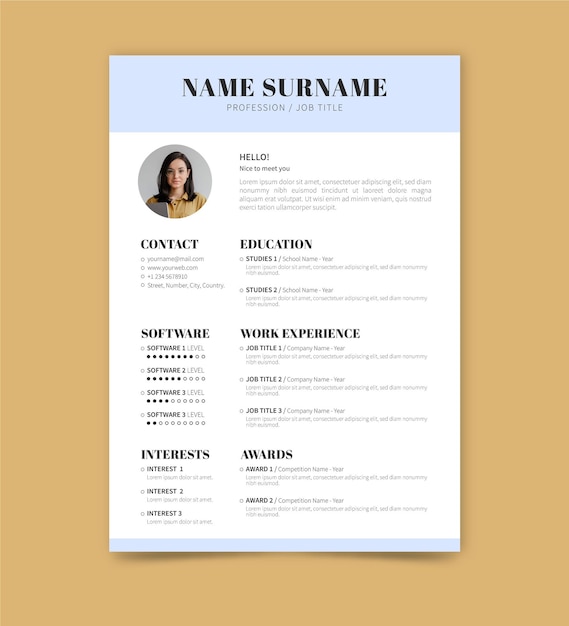 Free vector minimalist cv template