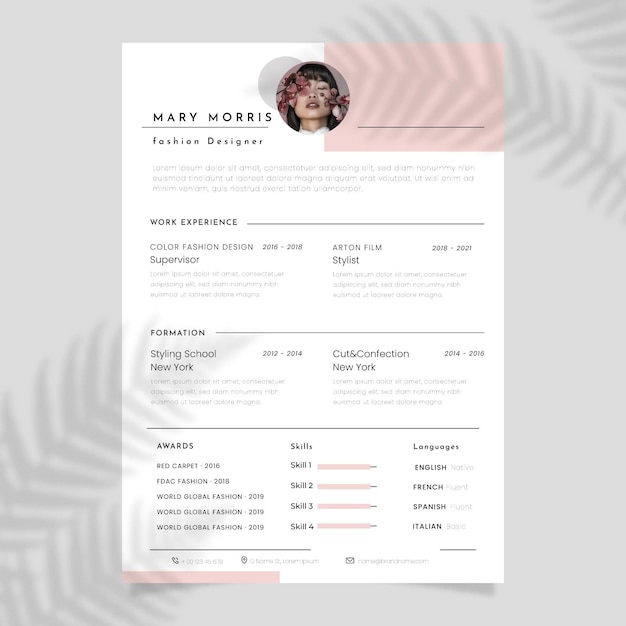 Free vector minimalist cv template