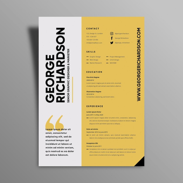 Free vector minimalist cv template