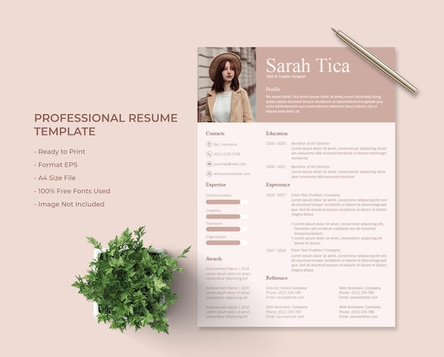 Minimalist cv template Premium Vector