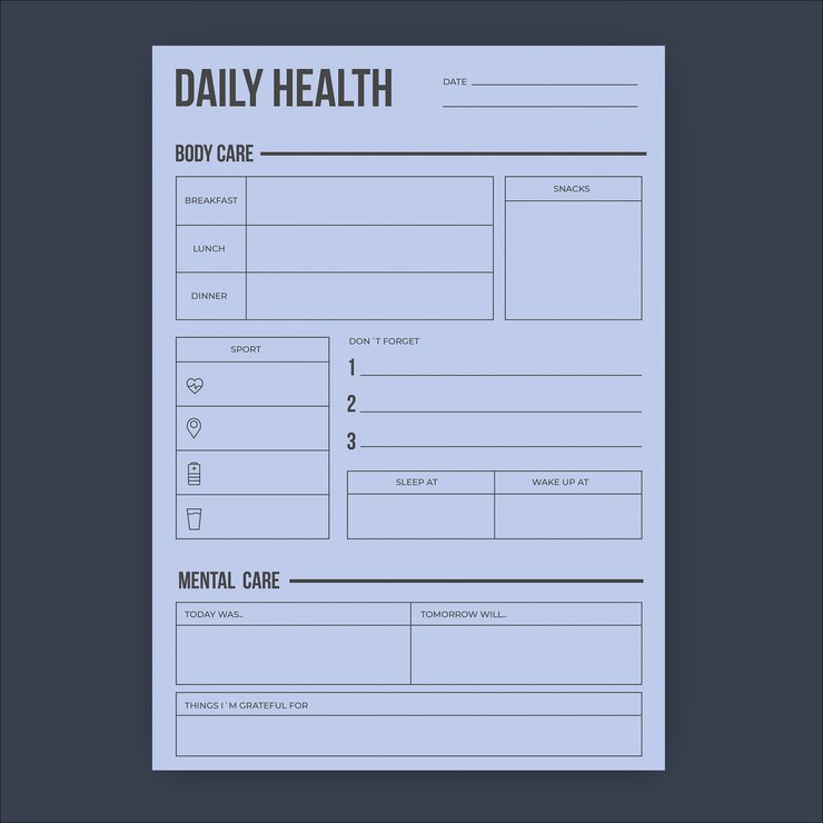 Free Vector minimalist daily health tracker planner