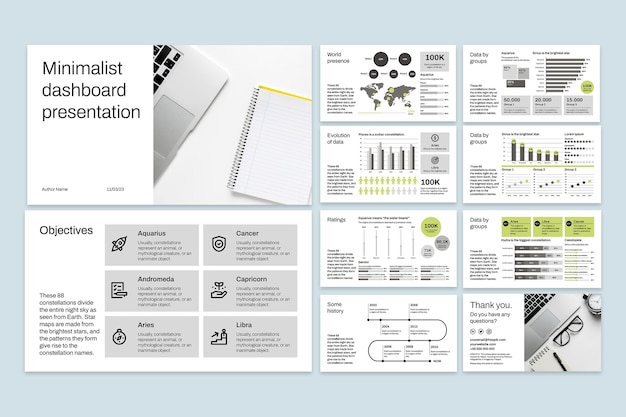 Free vector minimalist dashboard presentation