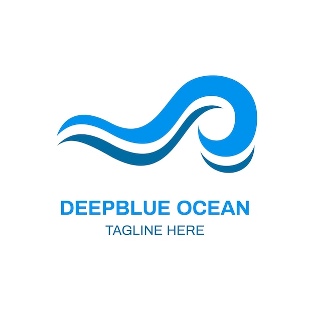 Free vector minimalist deep blue ocean logo