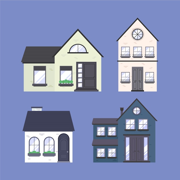 Free vector minimalist different houses collection