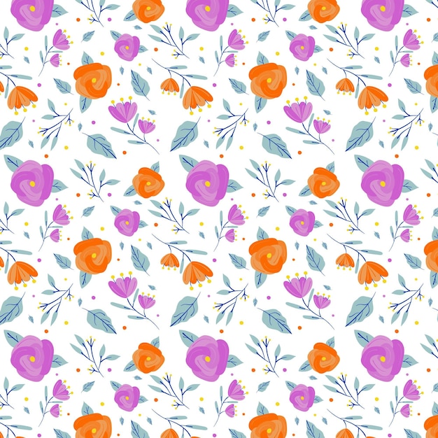 Minimalist drawn floral pattern background