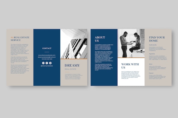 Free vector minimalist dreamy real estate brochure