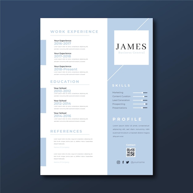 Minimalist duotone james resume business general infographic