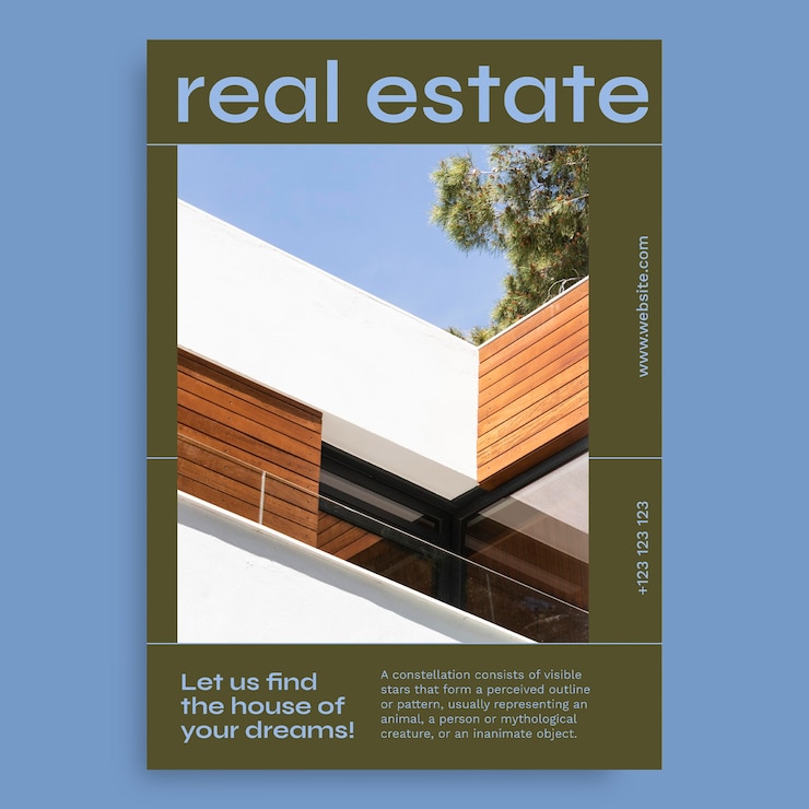 मुफ़्त वेक्टर minimalist duotone real estate flyer template