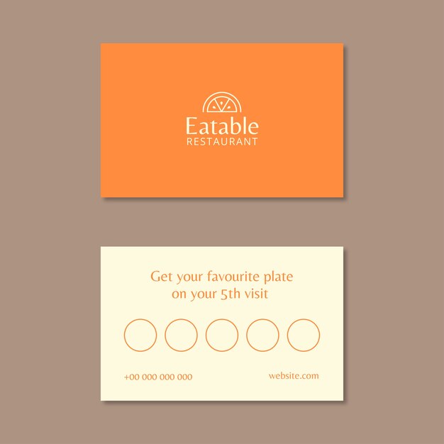 Minimalist eatable restaurant loyalty card