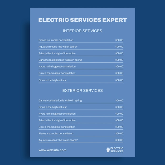 미니멀리스트 전기 서비스 전문가 가격표