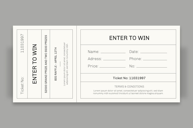 Free vector minimalist enter to win raffle ticket