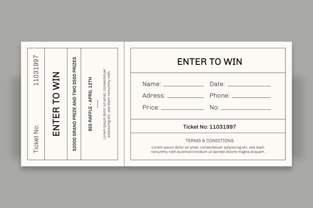 Minimalist enter to win raffle ticket