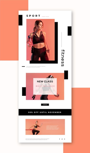 Free vector minimalist fitness email template