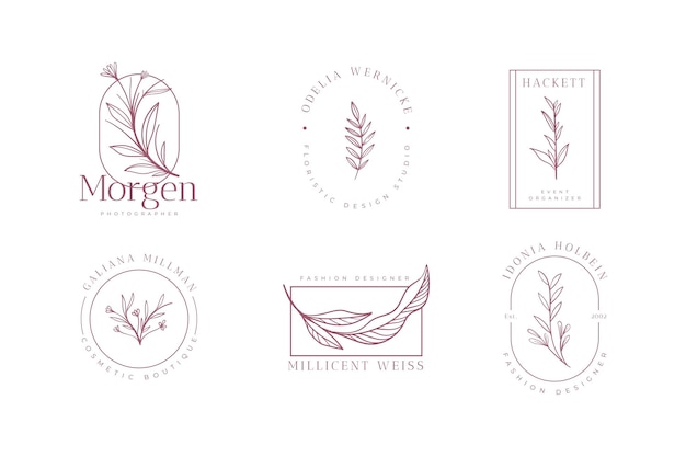 Бесплатное векторное изображение Минималистичная коллекция цветочных логотипов