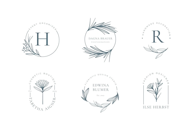 Free vector minimalist floral logo collection