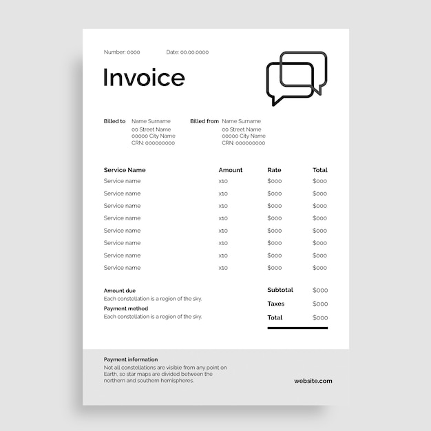Minimalist freelance invoice