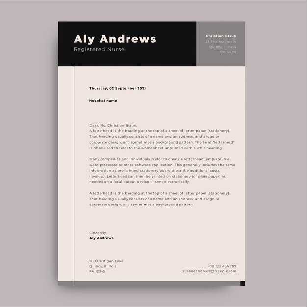 Minimalist geometric aly registered nurse cover medical letter