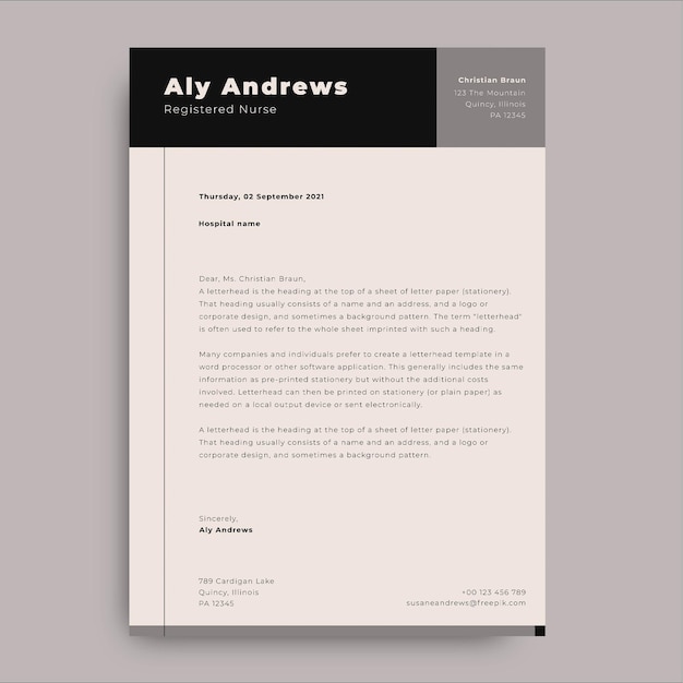 미니멀리스트 기하학적 Aly 등록 간호사 표지 의료 편지