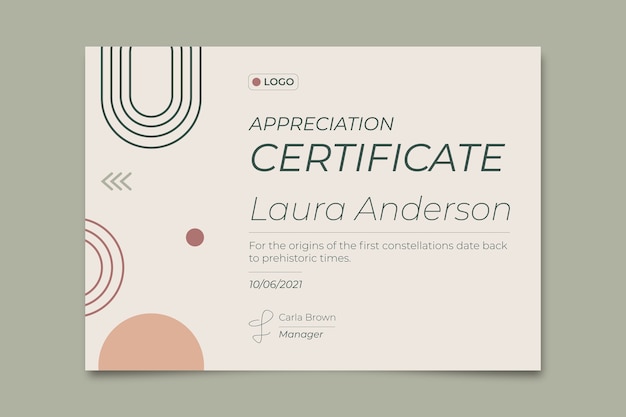 Minimalist geometric certificate template