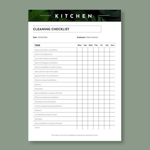 minimalist geometric restaurant plants check list