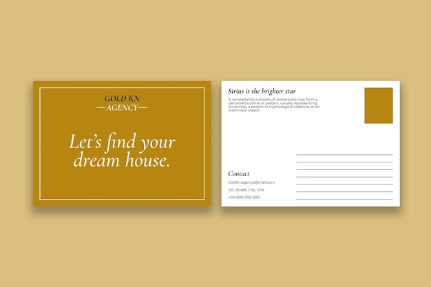 Free vector minimalist gold real estate postcard