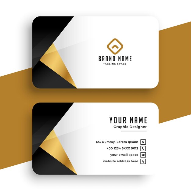 Minimalist golden black business card design