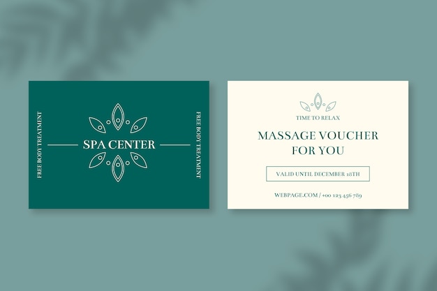 Free vector minimalist green massage gift certificate