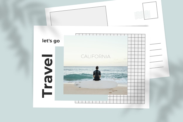 Free vector minimalist grid travel postcard