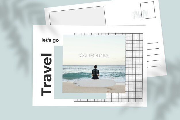 Minimalist grid travel postcard