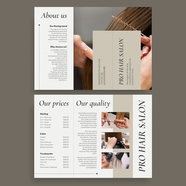Minimalist hair salon brochure