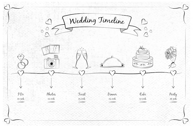 Vettore gratuito cronologia di nozze disegnata a mano minimalista