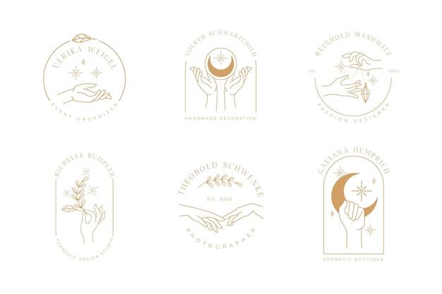 Free vector minimalist hands logo collection