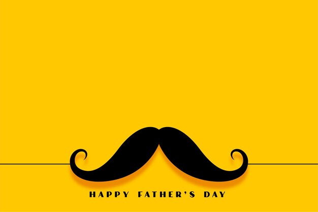 Minimalist happy fathers day mustache yellow  greeting card