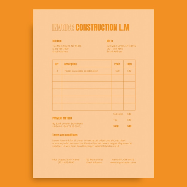 Minimalist invoice design tempalte