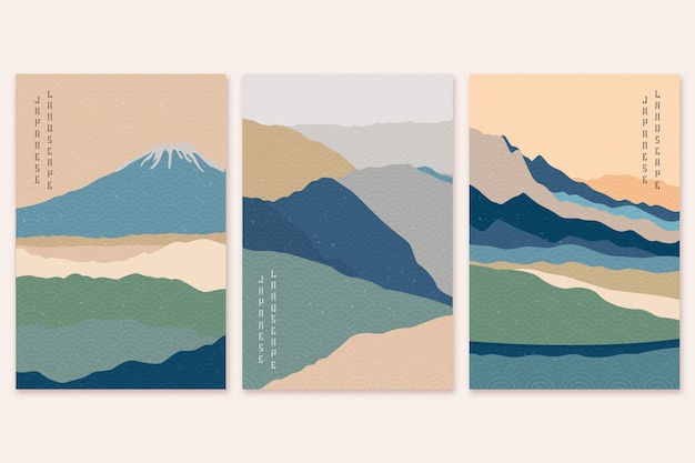 Free vector minimalist japanese cover collection