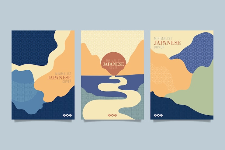 Free Vector minimalist japanese cover collection