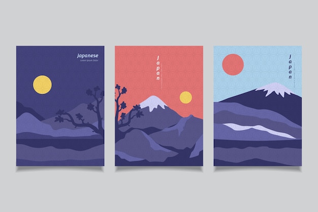 Free vector minimalist japanese cover collection