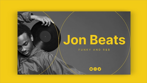 Free vector minimalist jon beats music youtube channel art