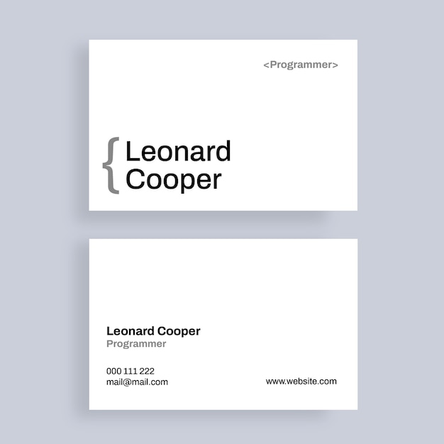 Free vector minimalist leonard cooper programmer business card