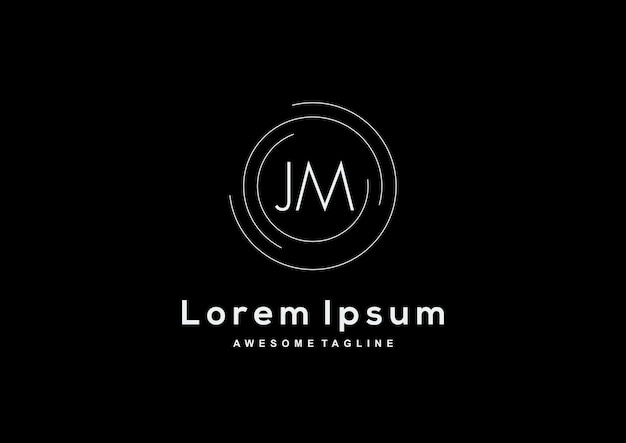 Design minimalista del logo jm con lettera a forma di cerchio