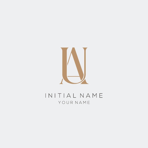 Free vector minimalist letter a u logo design for personal brand or company