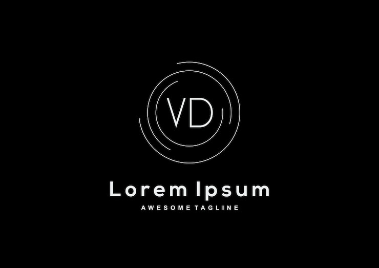 Free Vector minimalist letter v d logo design with circle shape