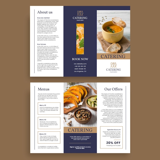 Free vector minimalist linear catering brochure template