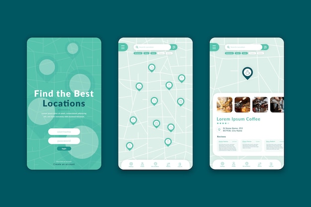 Free vector minimalist location app template