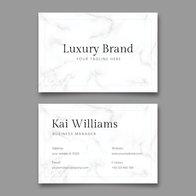 Free vector minimalist marble pattern luxury brand business card template