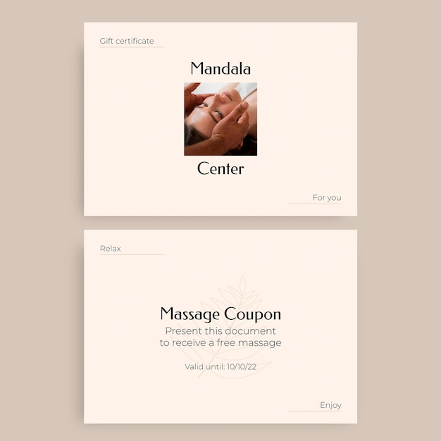 Minimalist massage gift certificate